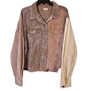 POL corduroy jacket, box cut tan/cream. Size L.